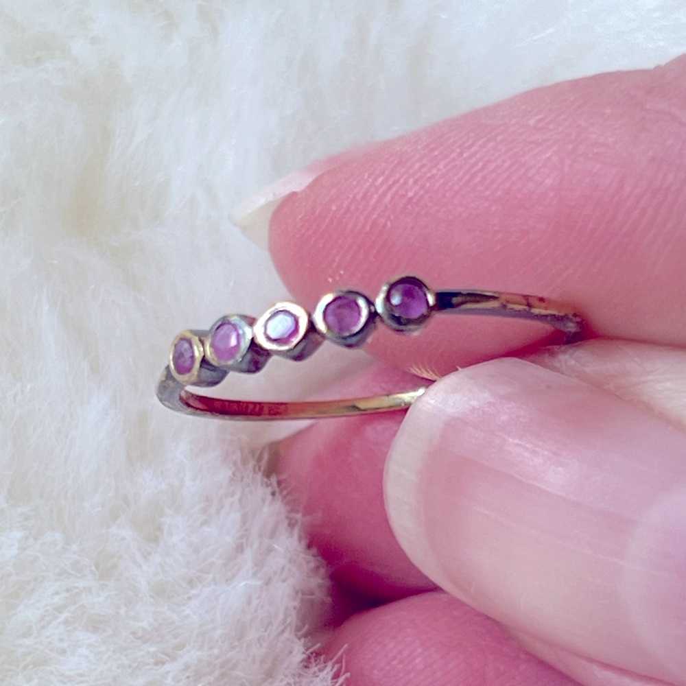 Leah Alexandra Pink Sapphire Good Plated 3 Ring Set. - Picture 3 of 6